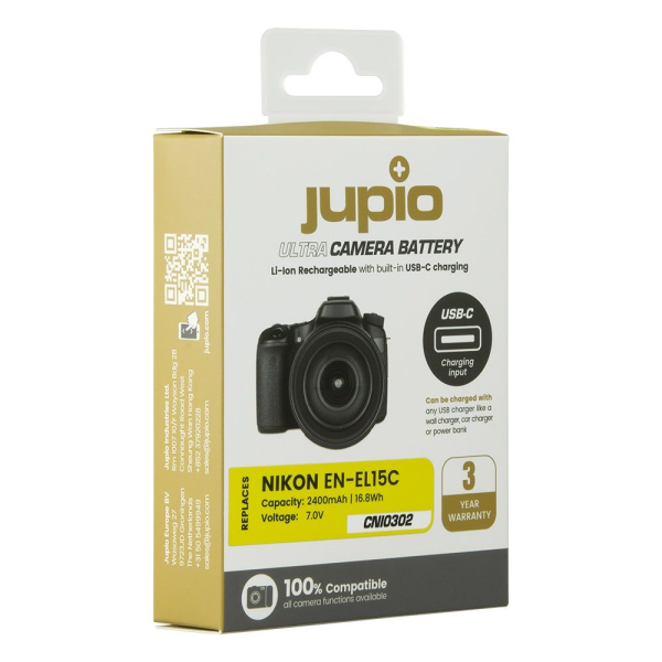 Jupio Ultra-C utángyártott-akkumulátor Nikon EN-EL15C 2400mAh, USB-C töltéssel 05