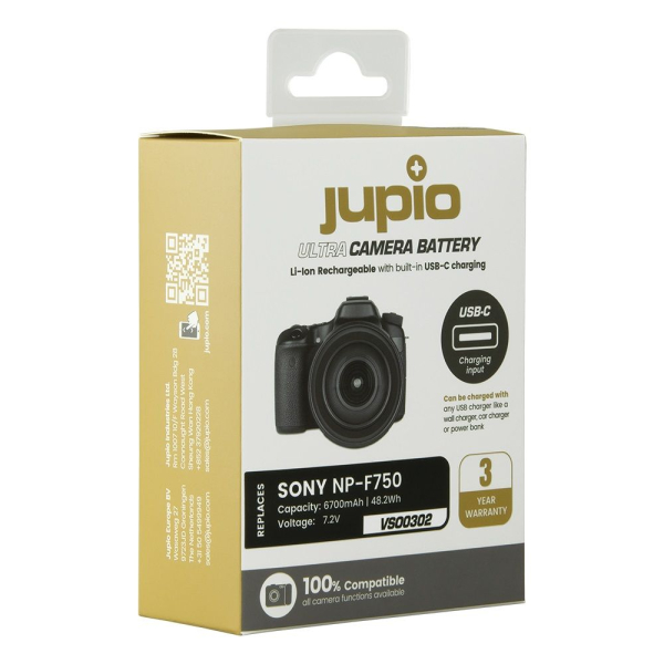 Jupio Ultra-C utángyártott-akkumulátor Sony NP-F750 6700 mAh fényképezőgépekhez USB-C töltéssel 05