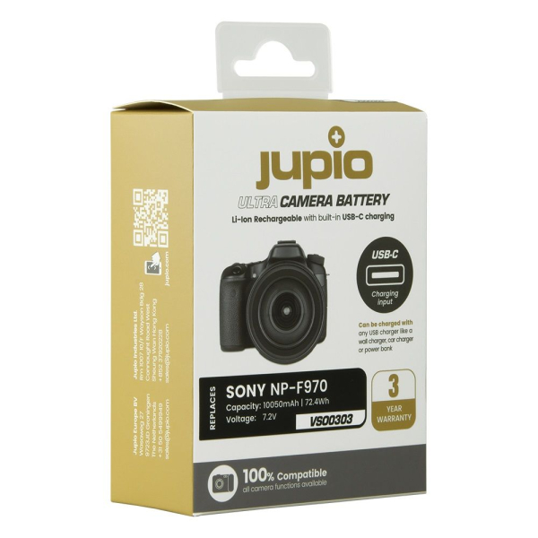 Jupio Ultra-C utángyártott-akkumulátor Sony NP-F970 10050 mAh fényképezőgépekhez USB-C töltéssel 04