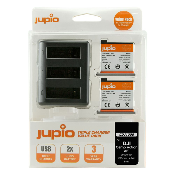 Jupio Value Pack DJI Osmo AB1 utángyártott akkumulátor + USB töltő 2 db-os 03