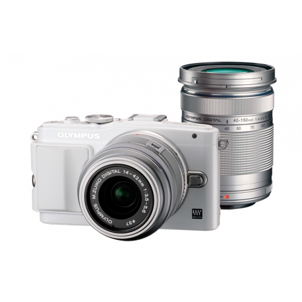 Olympus Pen E-PL6 digitális fényképezőgép DZK kit, E-PL6 váz és 14-42mm II R és 40-150mm R objektívekkel 03