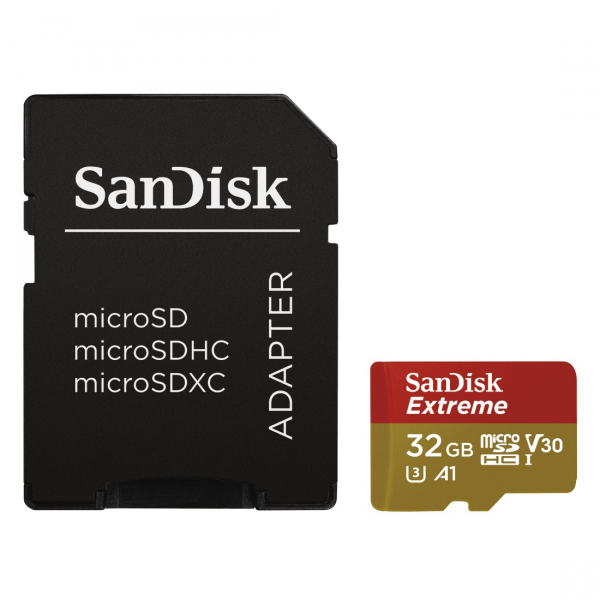SanDisk Extreme 32 GB MicroSDHC memóriakártya + adapter, UHS-1, V30, A1 + Rescue Pro Deluxe 03