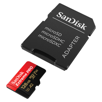 SanDisk Extreme Pro MicroSDXC 128 GB  memóriakártya + adapter, 200MB/s , A2 C10 V30 UHS-I U3 06