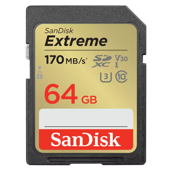 SanDisk Extreme SDXC 64GB kártya 170/80 MB/s, UHS-I, Class 10, U3, V30 03