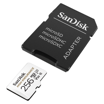 SanDisk microSDXC High Endurance Monitoring 256GB memóriakártya, Class 10, 100MB/s + SD Adapter 04