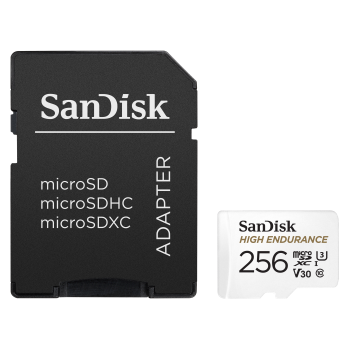 SanDisk microSDXC High Endurance Monitoring 256GB memóriakártya, Class 10, 100MB/s + SD Adapter 03