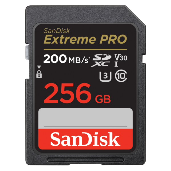 SanDisk SDXC Extreme Pro 256GB memóriakártya, R200MB/S, UHS-I, V30 03