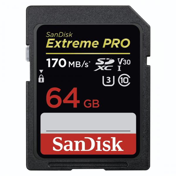 SanDisk SDXC Extreme Pro memóriakártya 64 GB, 170MB/S, UHS-I, V30 (Készleten) 03